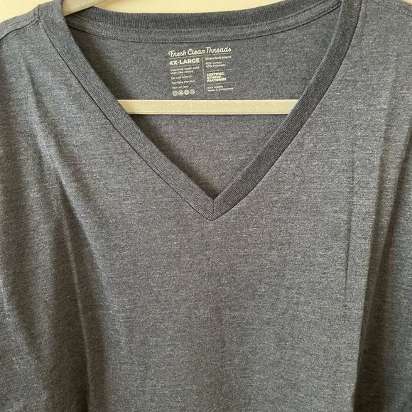 Fresh Clean Treads Men's Charcoal Short Sleeve Tee v neck 4X-Large - Picture 4 of 6